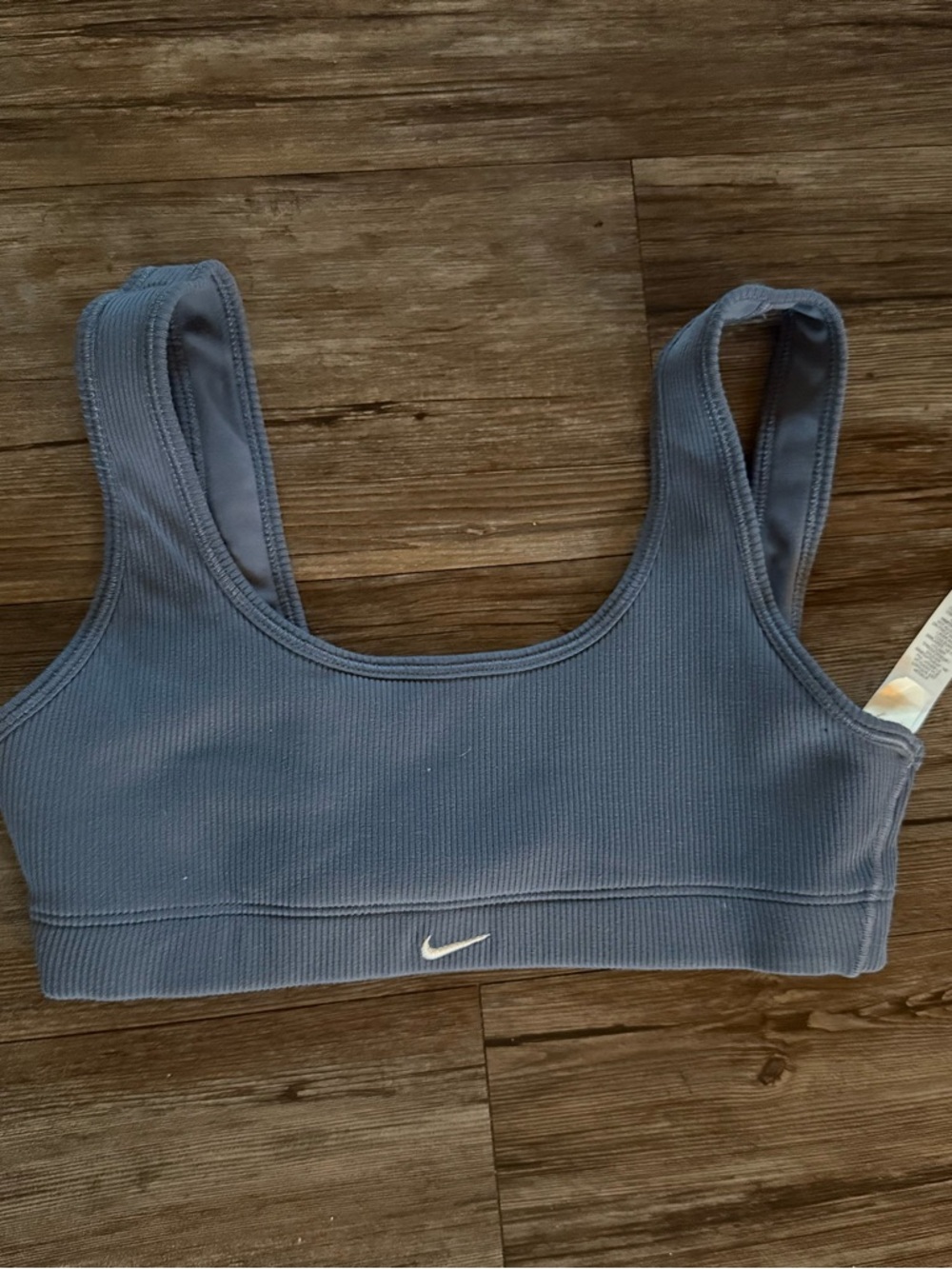 Nike Ribbed Scoop-Neck Sports Bra - Slate Blue